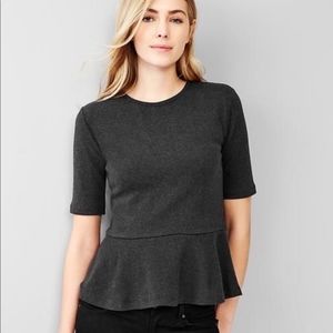GAP Charcoal Gray Peplum Short Sleeve Crop Top